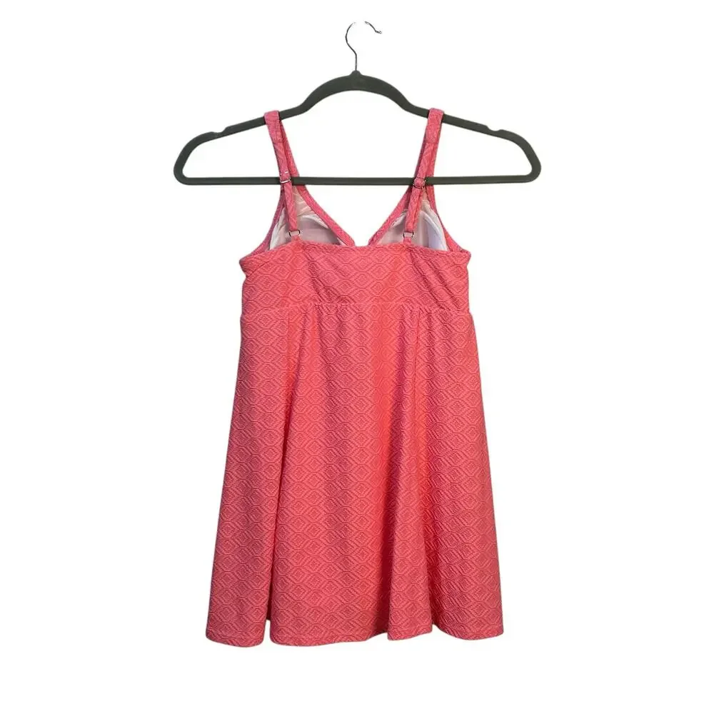 Swim Solutions Geometric One Piece Swim Dress Pink Women’s Plus Size 14 NWT - Picture 4 of 11